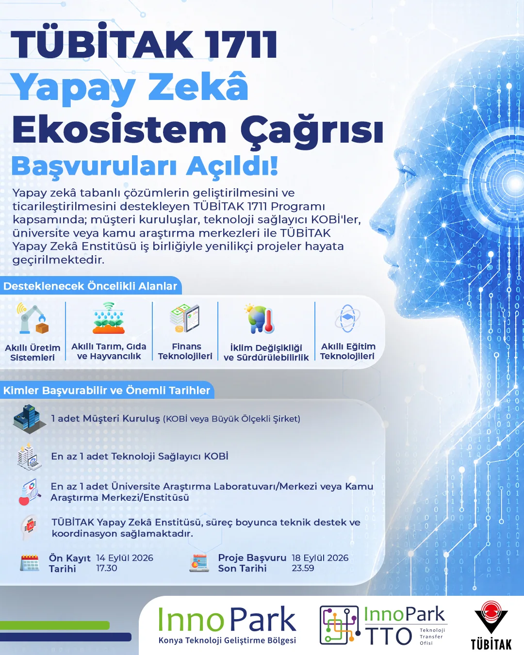 TÜBİTAK 1711 yapay zekâ ekosistem çağrısı duyuru görseli